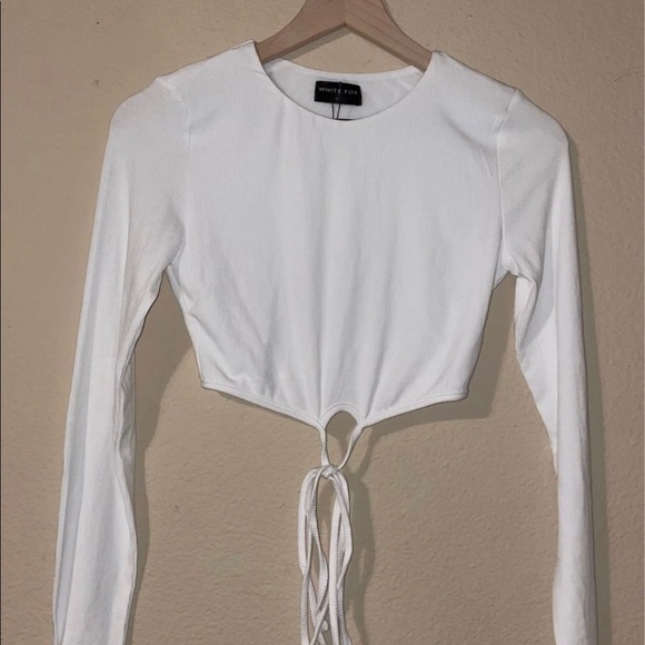 NWOT Whitefox Long Sleeve Crop Shirt With Ties - Picture 1 of 3